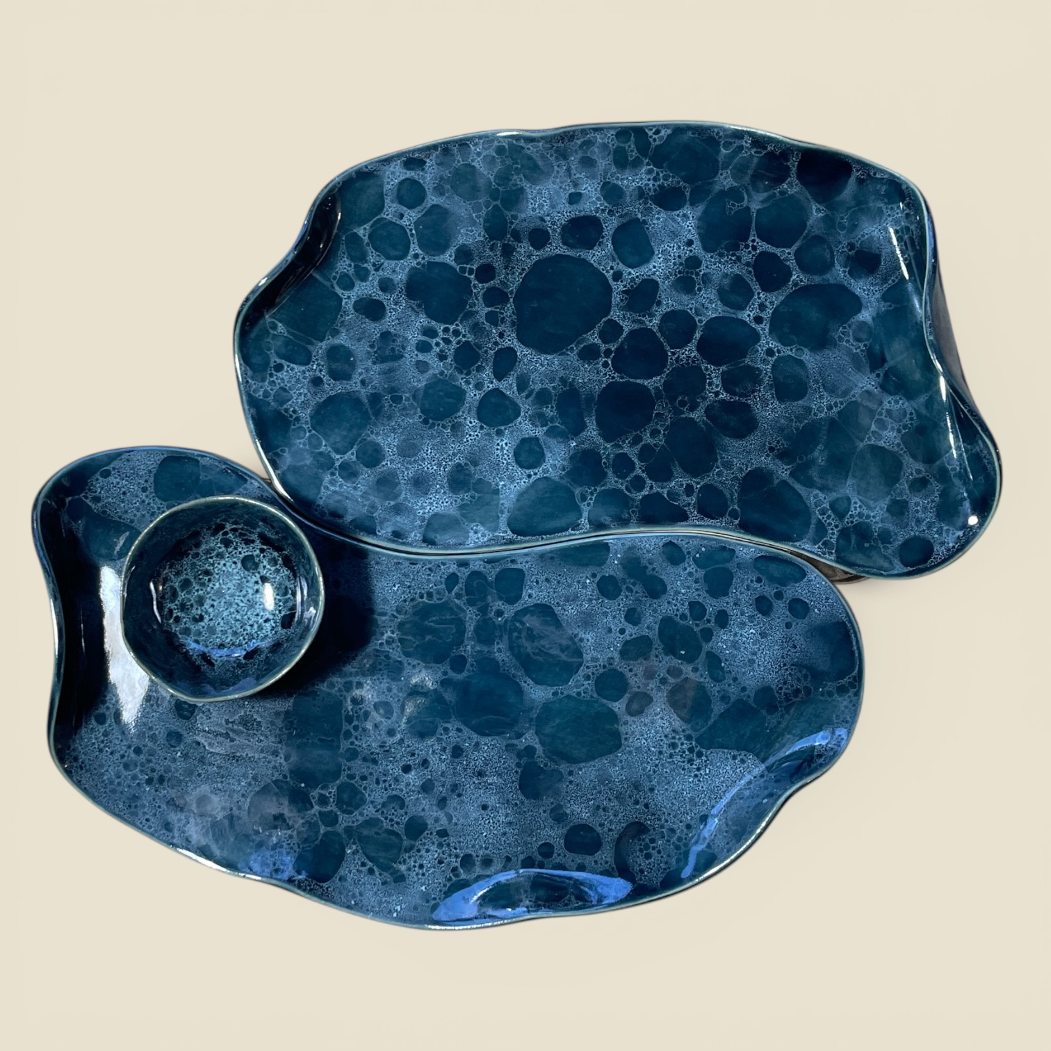 Grand plat apéritif DUO collection "Écume" et son ramequin assorti – Image 5